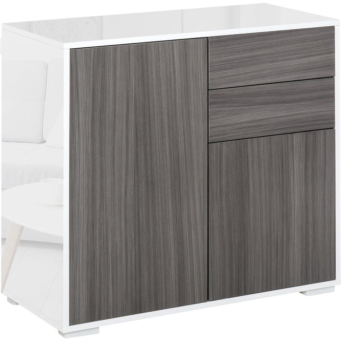 Aparador 2 puertas 2 cajones estante ajustable apertura presión 79x36x74cm gris