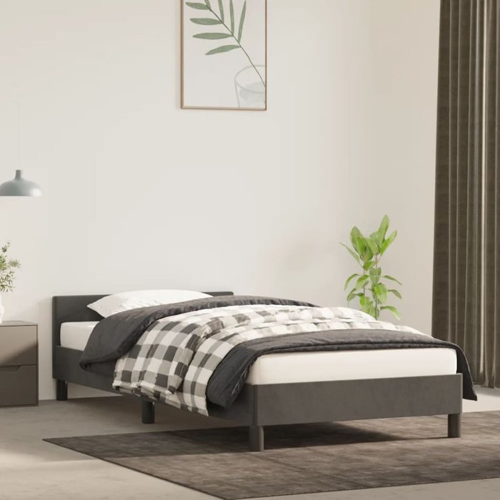 Estructura de cama con cabecero gris oscuro 100x200 cm terciopelo