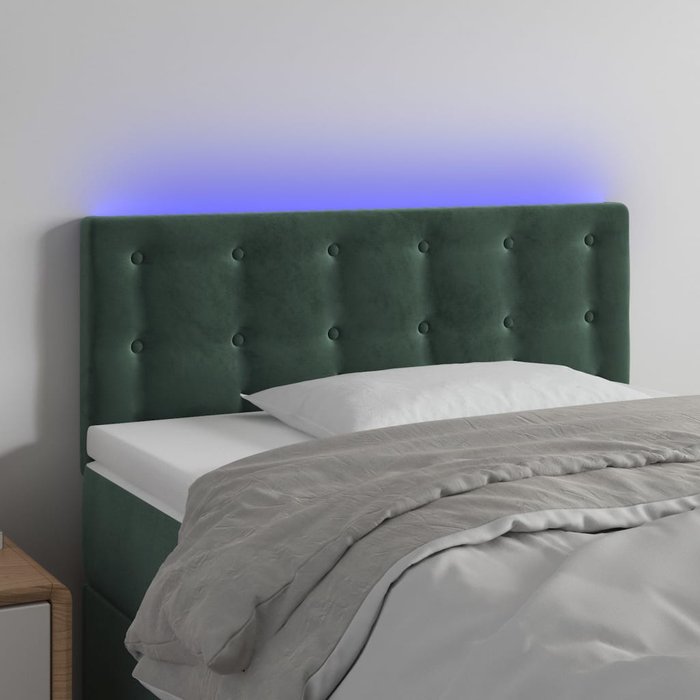 Cabecero con led de terciopelo verde oscuro 90x5x78/88 cm - comfortxl