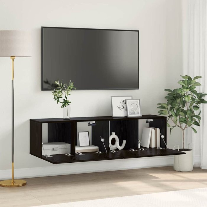 Gabinete de tv 2 pcs negro 60 x 30 x 30 cm madera contrachapada