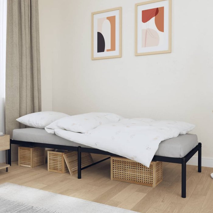 Estructura de cama de metal negro 75x190 cm