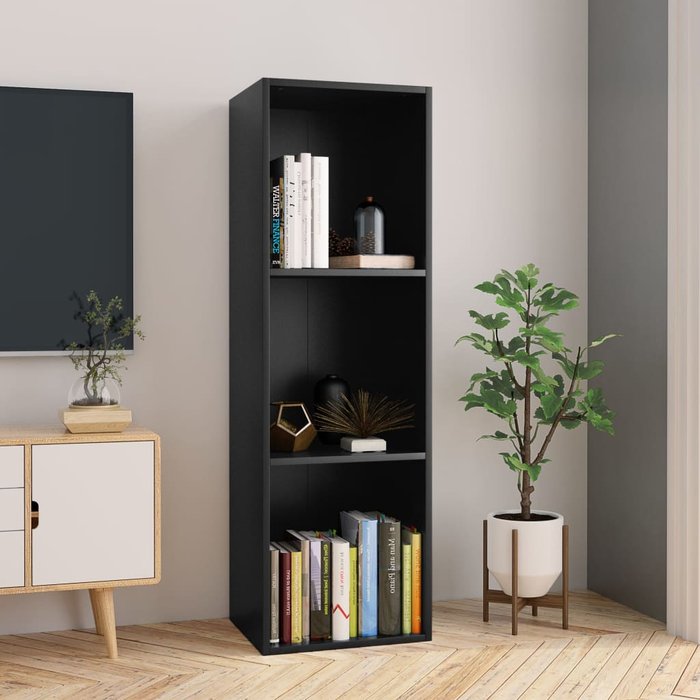 Librería/mueble para tv de aglomerado negro, 36 x 30 x 114 cm