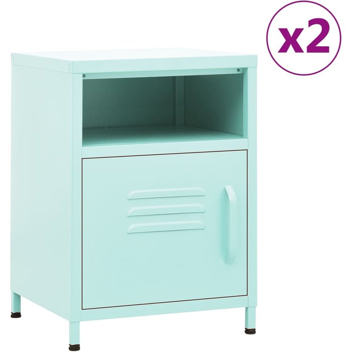 Mesitas de noche 2 uds acero verde menta 35x35x51 cm vidaxl