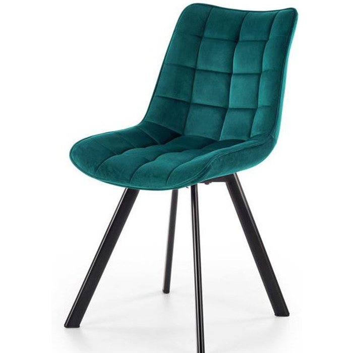 Silla liberty de diseño en terciopelo turquesa con patas de metal negro