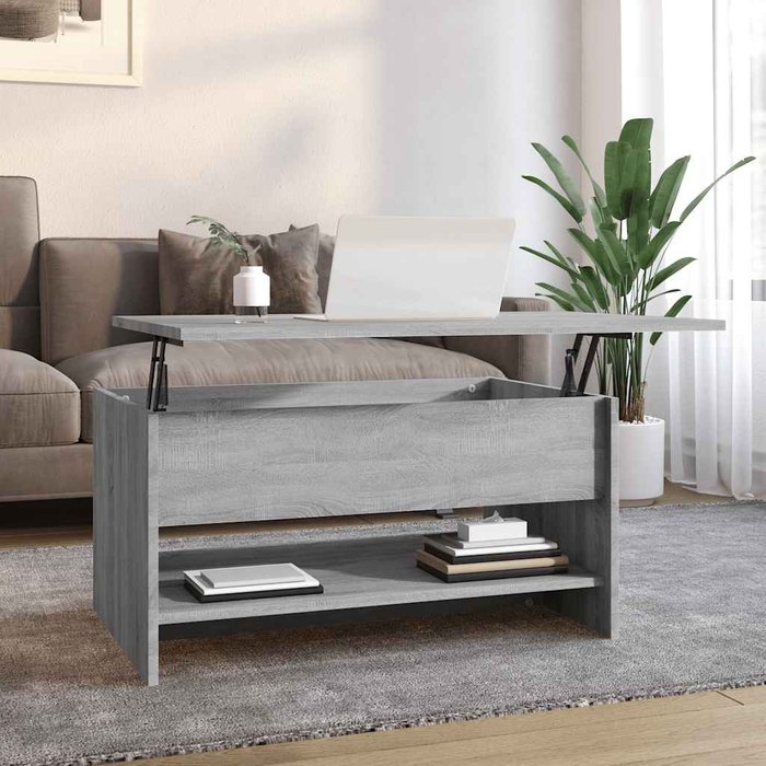 Mesa de centro sonoma, gris, 80x50x40 cm, madera de ingeniería.