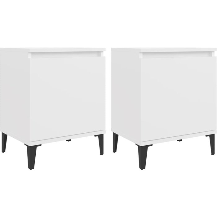 Mesitas de noche con patas de metal blanco 40x30x50 cm - comfortxl