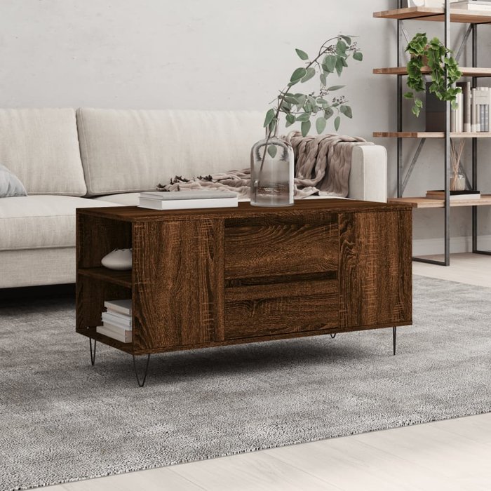 Mesa de centro madera de ingeniería marrón roble 102x44,5x50 cm