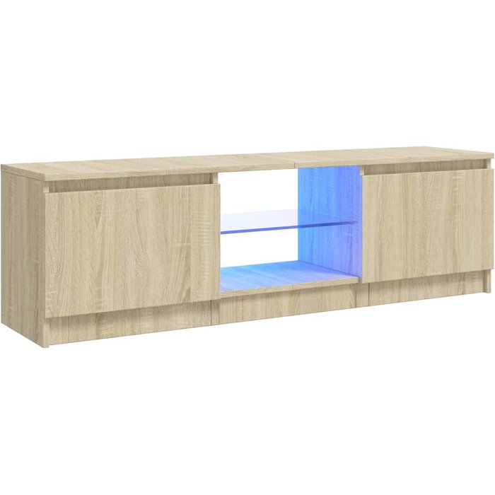 Mueble de tv con iluminación led roble sonoma 120x30x35,5 cm - comfortxl