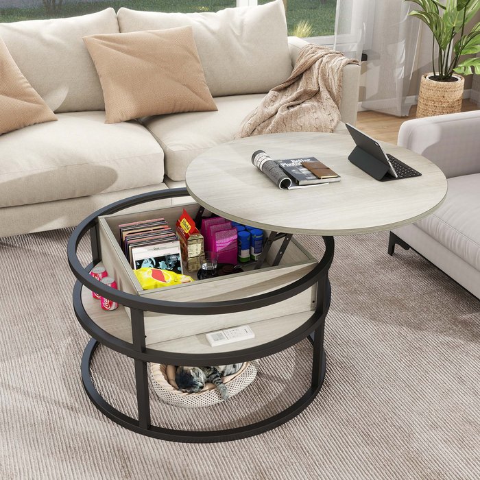 Mesa de centro balconera-80x80x47cm - gris