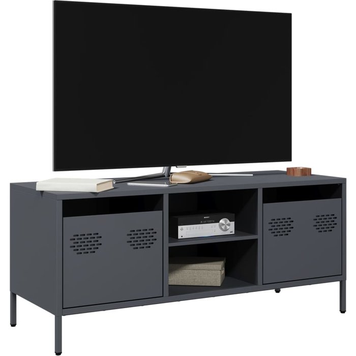 Mueble tv antracita 101,5x39x43,5 cm acero laminado en frío