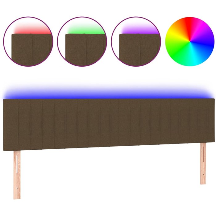 Cabecero cama - mueble cabecero con led de tela marrón oscuro 200x5x78/88 cm