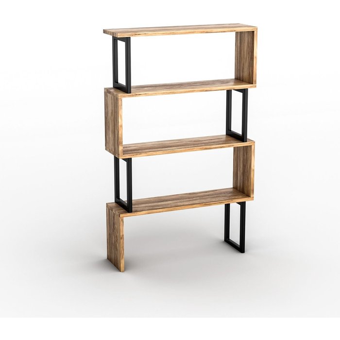 Biblioteca con 3 estantes de metal - natural claro y negro - roveni