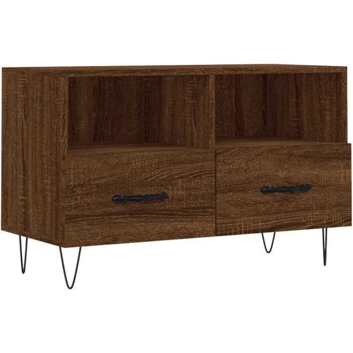 Mueble tv roble marrón 80x36x50 cm madera contrachapada