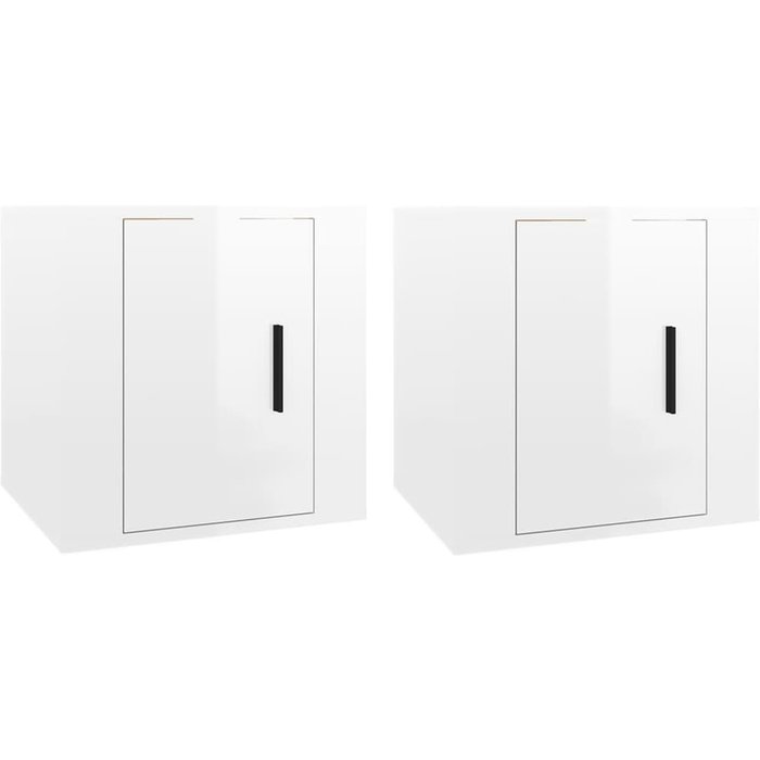 Muebles de tv de pared de 2 piezas, blanco brillo, 40x34,5x40 cm - comfortxl
