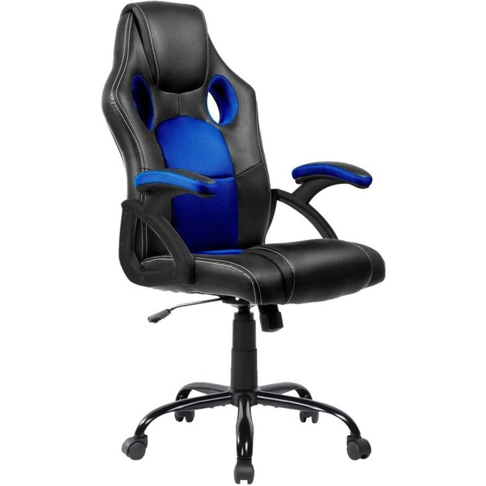 Silla gaming oficina, silla ordenador ergonómica con reposabrazos azul dormidán