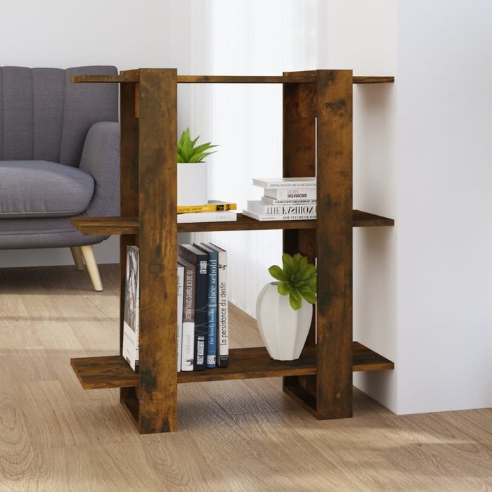 Librería/separador de ambientes roble ahumado 80x30x87 cm