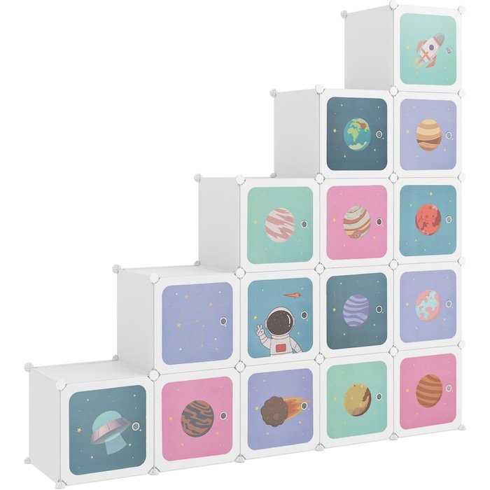 Estantería de cubos infantil con 15 compartimentos blanco pp - comfortxl