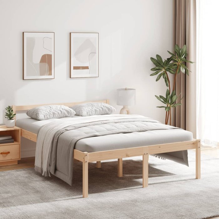 Cama para personas mayores madera maciza pino 120x190 cm