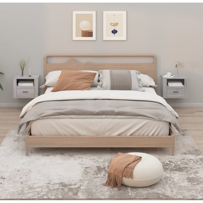 Mesitas de noche de pared sonoma, 2 unidades, color gris, 50x36x40 cm