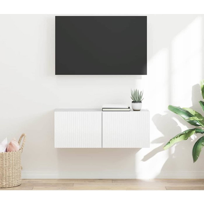 Mueble de tv de pared, blanco brillante, 60 x 31 x 29,5 cm