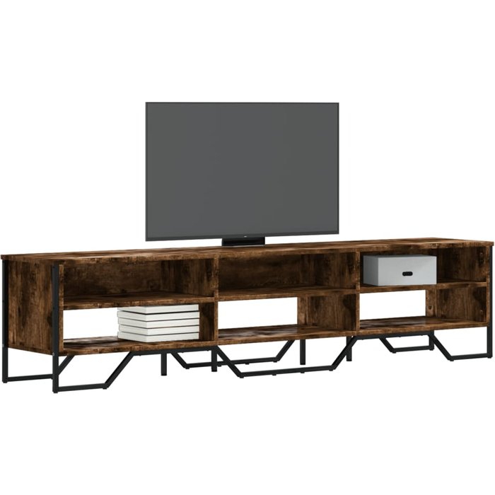 Mueble tv roble ahumado 180x34x41 cm madera contrachapada