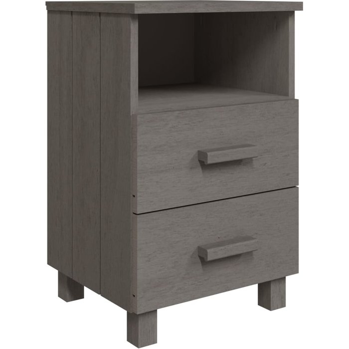 Mesita de noche hamar gris claro 40x35x62 cm madera maciza de pino