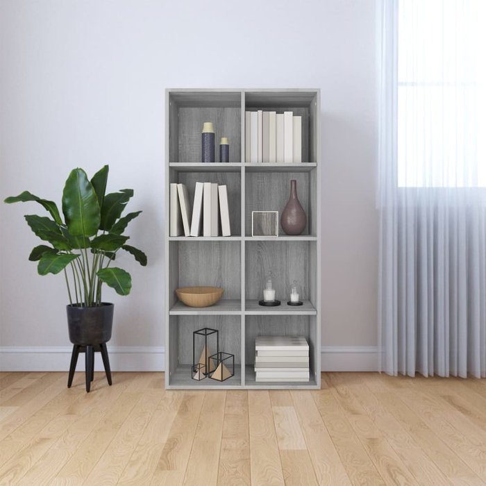 Librería/aparador sonoma gris 66x30x130 cm madera contrachapada