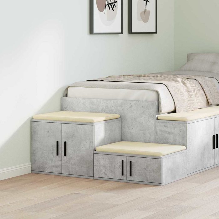 Armario de almacenaje de 2 piezas, gris hormigón, 103 x 41 x 40 cm