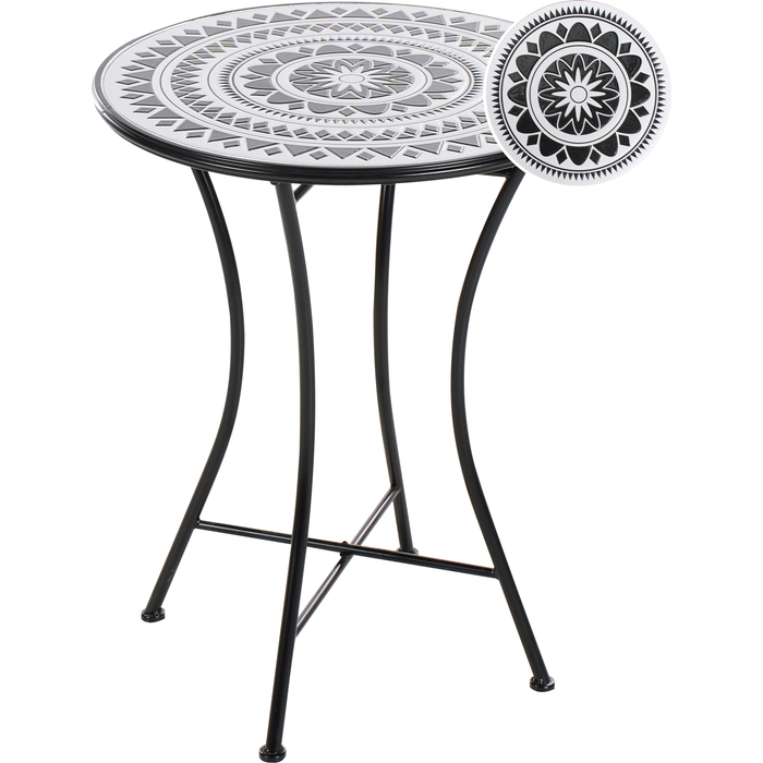 Beliani mesa de balcón comiso 60 cm 60 cm metal negro/blanco