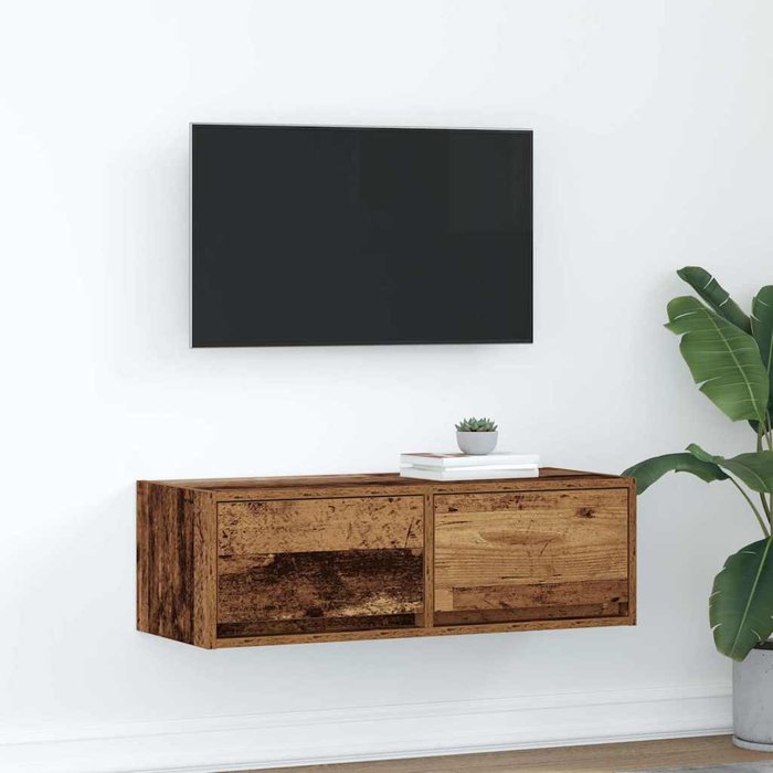 Mueble de tv madera vieja 80x31x25,5 cm madera contrachapada