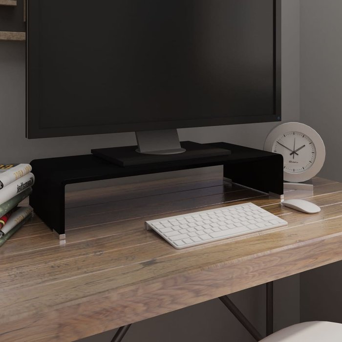 Mueble para tv/soporte para monitor 60 x 25 x 11 cm negro vidrio