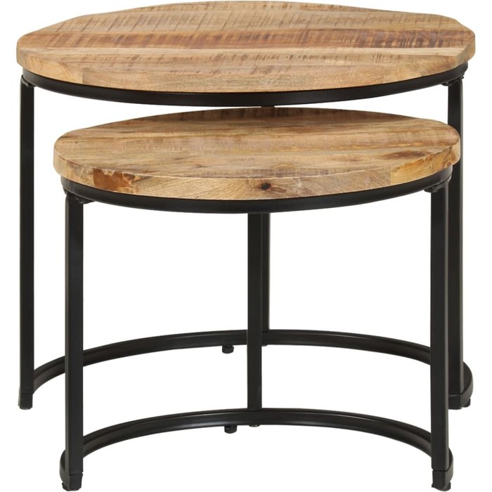 Mesas apilables 2 unidades madera rugosa de mango - comfortxl