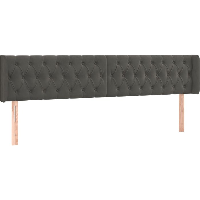 Cabecero cama - mueble cabecero de terciopelo gris oscuro 203x16x78/88 cm