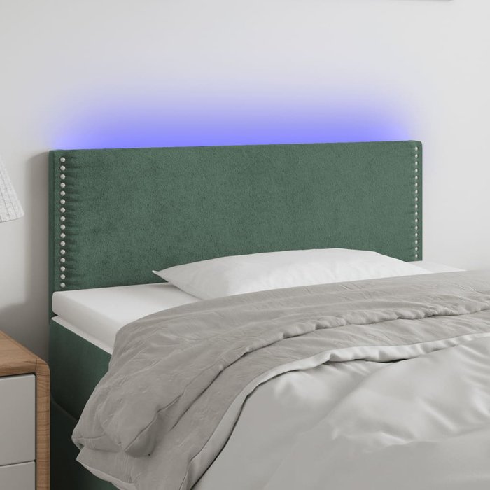 Maison exclusive - cabecero con led de terciopelo verde oscuro 100x5x78/88 cm