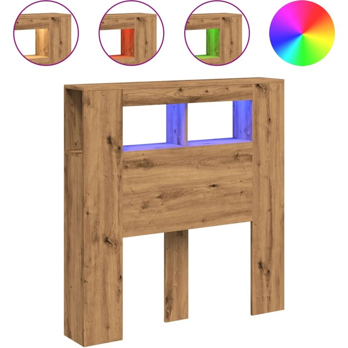 Cabecero led madera ingeniería roble artisan 100x18,5x103,5 cm - comfortxl