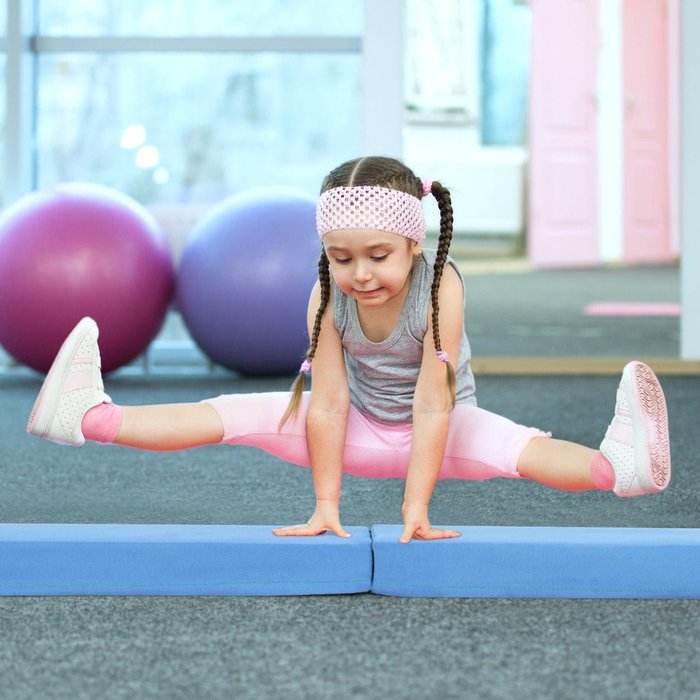 Viga de equilibrio plegable 210cm gimnasia espuma eva base antideslizante azul