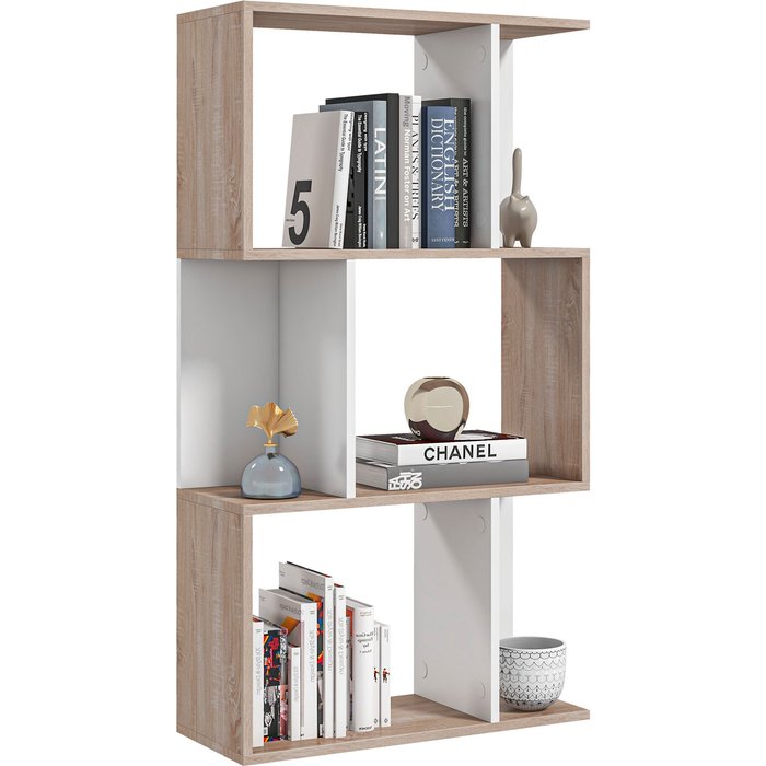 Librería moderna de madera para oficina con 3 estantes, 60 × 24 × 111,4 cm