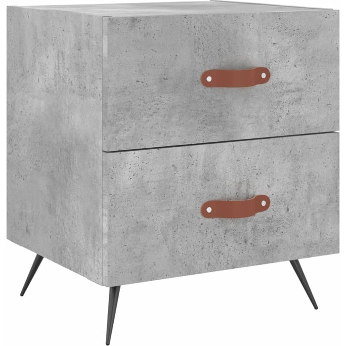 Mesita de noche gris hormigón 40x35x47,5 cm de madera contrachapada