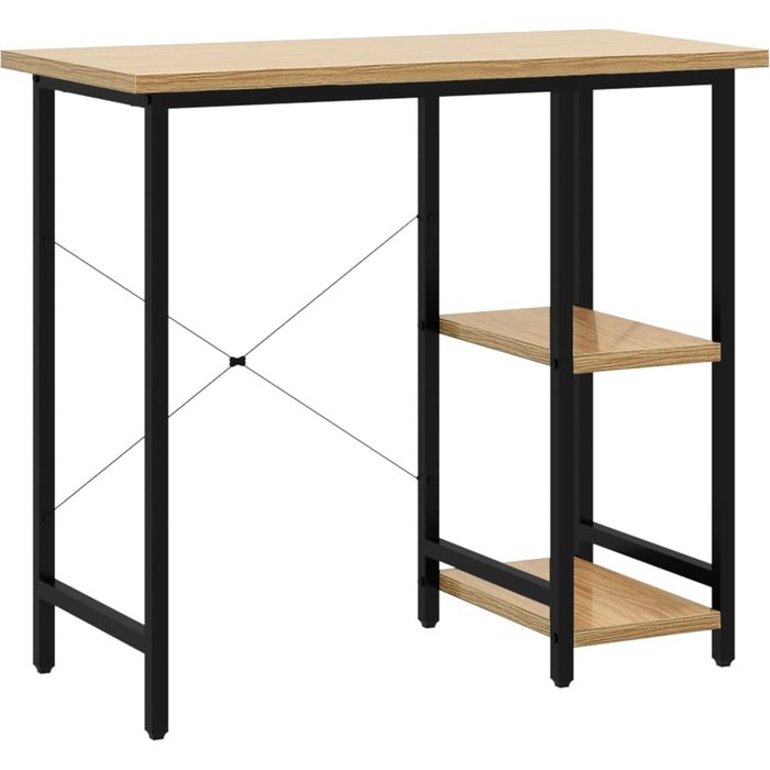 Escritorio para ordenador mdf metal negro roble 80x40x72 cm - comfortxl