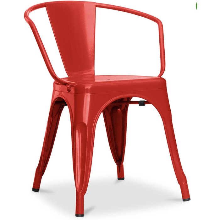 Silla industrial poka con reposabrazos de acero brillante - alta gama-rojo