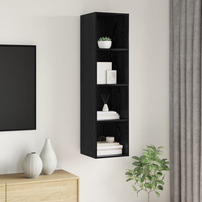 Vidaxl gabinete de tv con estante roble negro 37 x 37 x 142.5 cm