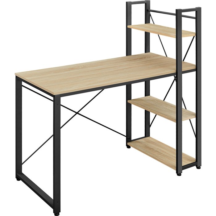 Escritorio de computadora con estante, roble sonoma/negro