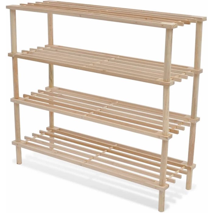 Zapatero de 4 niveles, 2 unidades, madera maciza de abeto - comfortxl