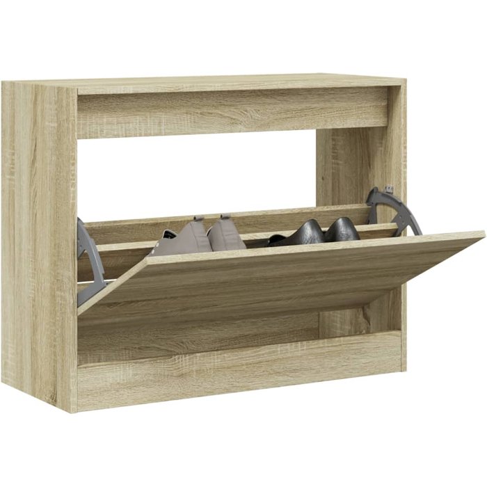 Zapatero sonoma de roble, 80x34x63 cm, madera de ingeniería.