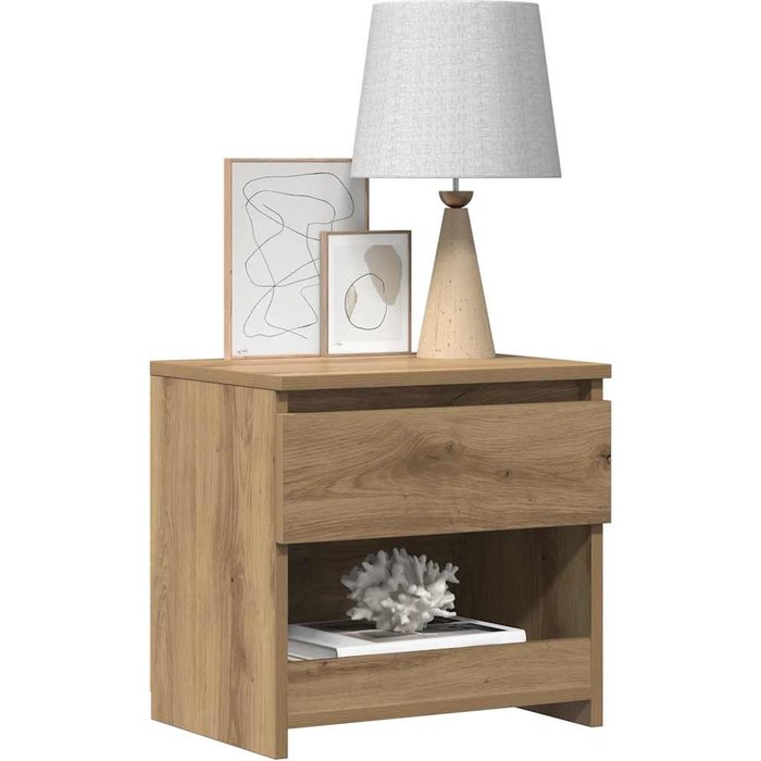 Mesita de noche de roble hecha a mano, 40x30x39 cm, madera de ingeniería.