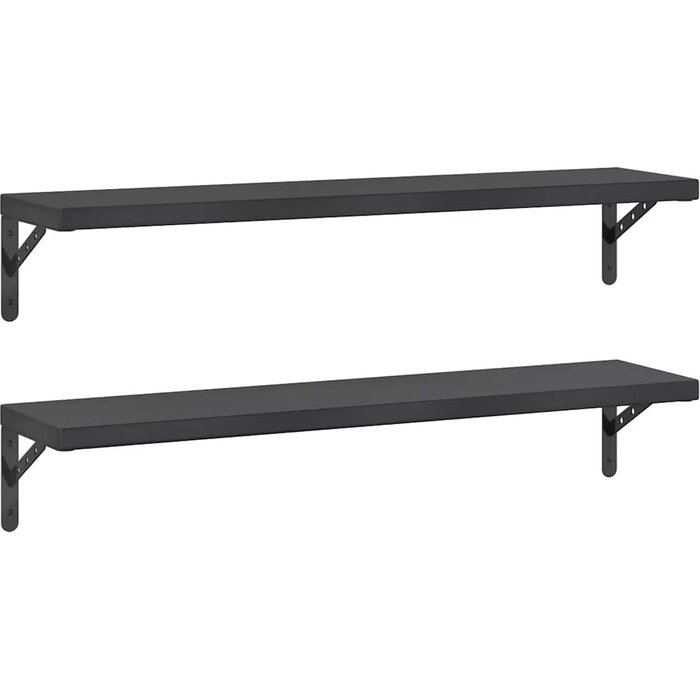 Estantes de pared 2 uds acero inoxidable negro 100x23,5 cm - comfortxl