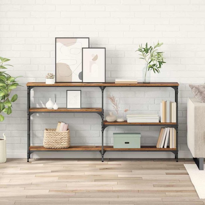 Mesa consola, madera antigua, 150 x 29 x 76,5 cm, madera de ingeniería.