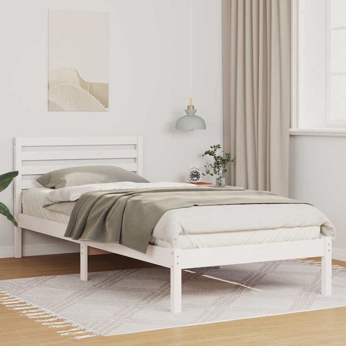 Estructura de cama blanco 100 x 210 cm madera maciza de pino