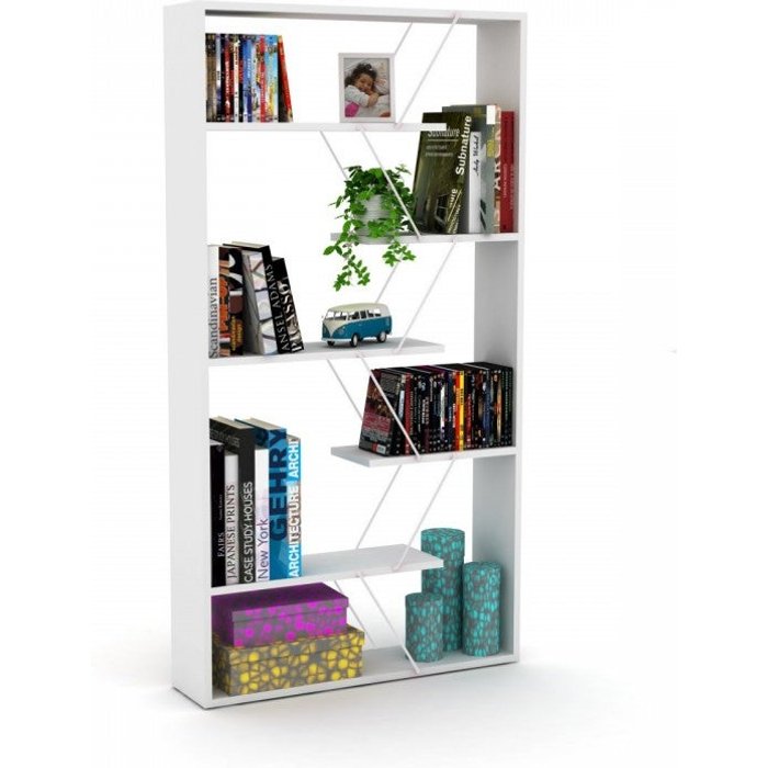 Librería divisoria moderna blanca 84x22x157 cm h