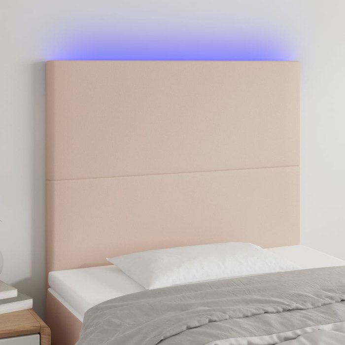 Cabecero con luces led cuero sintético capuchino 90x5x118/128cm - comfortxl
